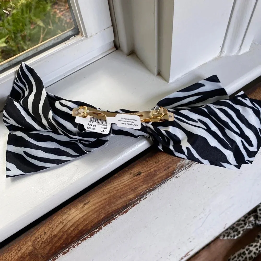 Anthropologie Zebra Print Hair Bow Barrette